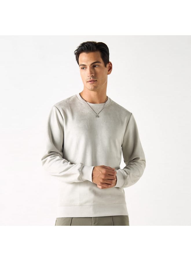 Iconic Iconic Solid Sweatshirt with Round Neck and Long Sleeves  - Image 1