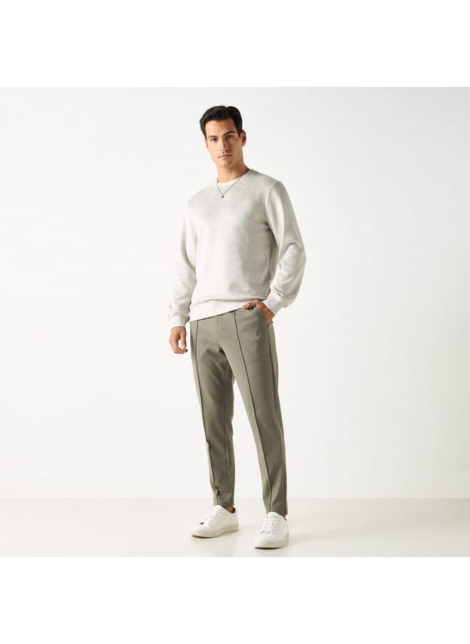 Iconic Iconic Solid Sweatshirt with Round Neck and Long Sleeves  - Image 2