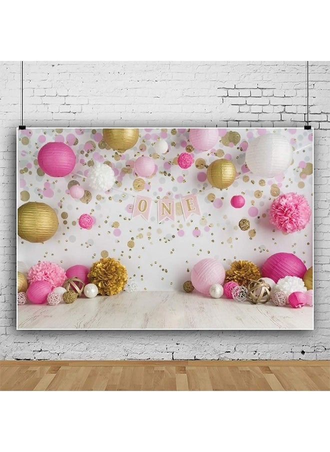 Leowefowa - 5x3ft 1st Birthday Backdrop Cake Smash Girls Floral One Year Birthday Rustic Flower Living Room House Interior Baby First Birthday Party Photography Backgrounds Newborn YouTube Photo Props - Image 1