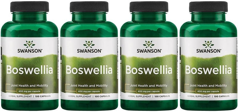 Swanson Boswellia - Herbal Supplement Promoting Joint Support - Ayurvedic Herb for Joint Flexibility & Mobility Support - Made with Boswellia Serrata Resin - (100 Capsules) 4 Pack