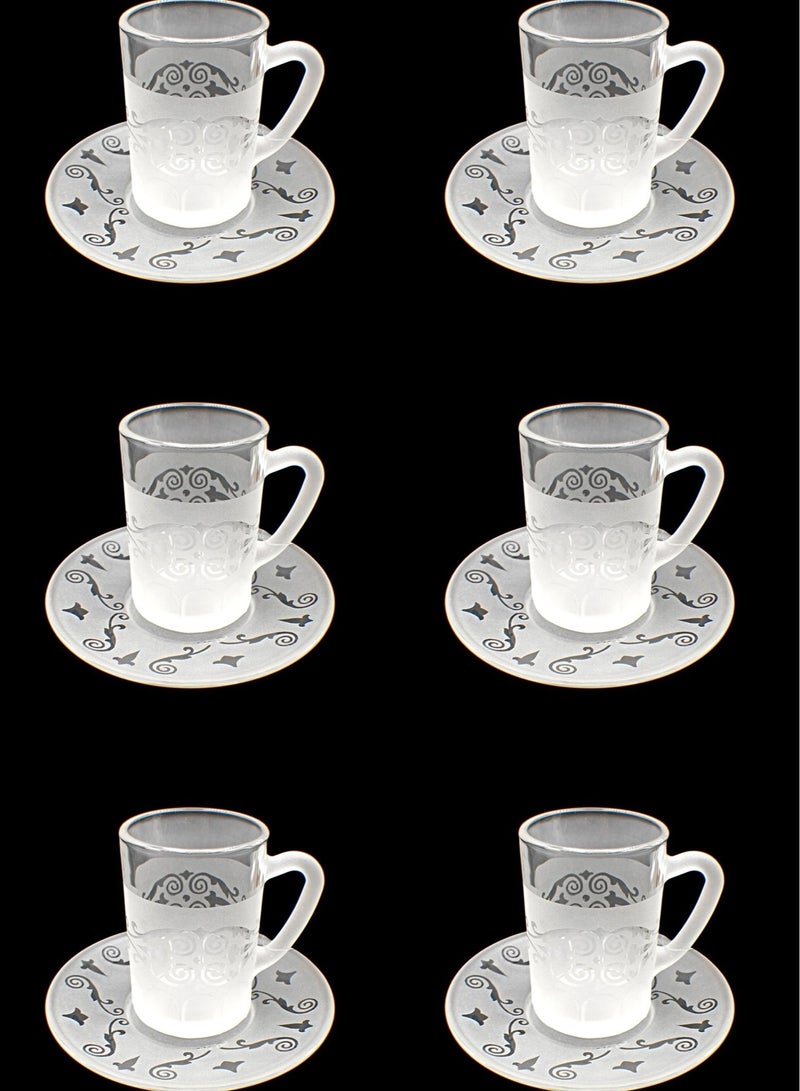 KuduArts Tea cups with saucer glass set 6 pieces - Image 1