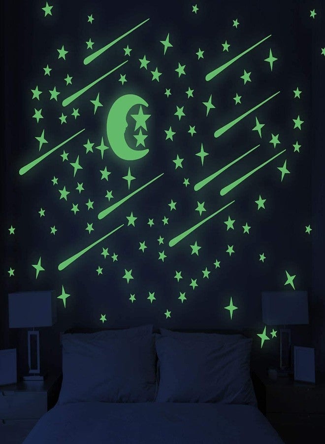 Monk wish Glow in The Dark Galaxy of Stars with Moon Radium Night Wall Sticker for Home Decoration (Green,216 Pcs) - Image 1