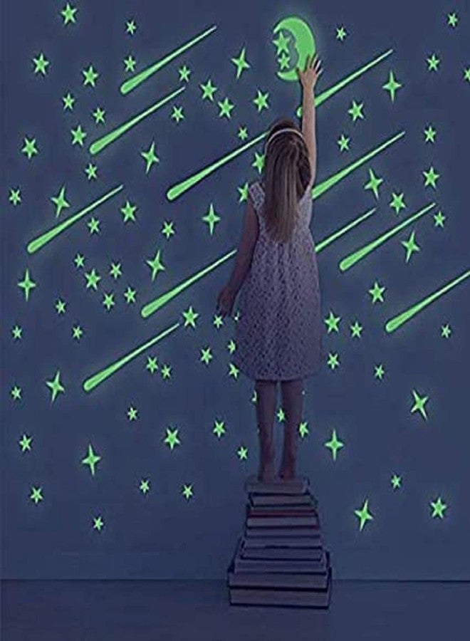 Monk wish Glow in The Dark Galaxy of Stars with Moon Radium Night Wall Sticker for Home Decoration (Green,216 Pcs) - Image 2