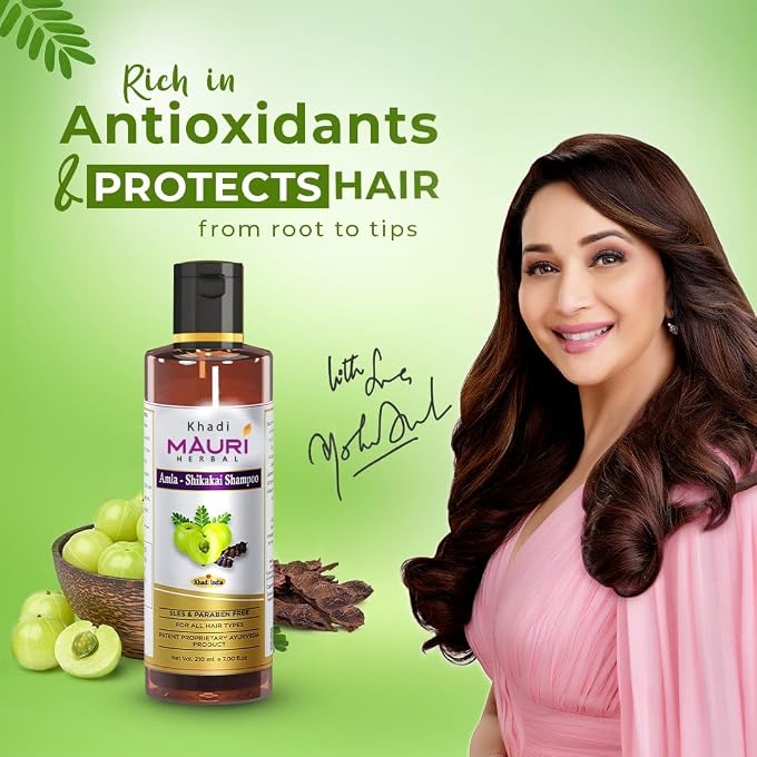 Khadi Mauri Herbal Amla & Shikakai Shampoo 210 ml - Image 2