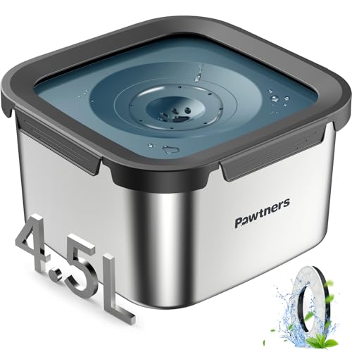Pawtners Dog Water Bowl No Spill, 152oz/4.5L Stainless Steel Dog Floating Bowl, Slow Water Bowl for Dog with Filter, Non-Slip Base, No Splash Water Bowl for Medium Large Messy Drinkers Blue - Image 1