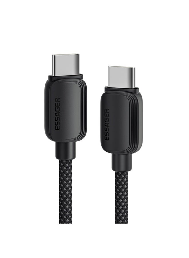 ايساجر كابل شحن سريع من إساجر 5 أمبير بقدرة 100 واط تايب سي إلى تايب سي، متوافق مع PD3.0 وQC3.0، مضفر من النايلون، بطول 1 متر – أسود - Image 1