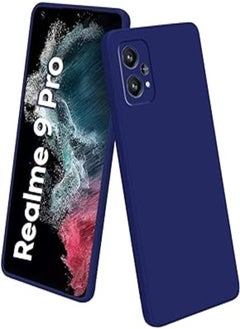 (Realme 9 pro 5G) Shockproof Liquid Silicone Back Case Cover with Fur Lined Interior and Full Camera Cover Compatible with OPPO Realme 9 Pro 5G (Navy)