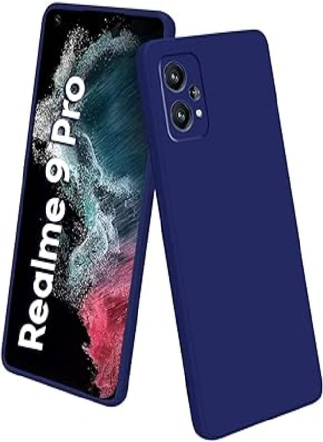 Generic - (Realme 9 pro 5G) Shockproof Liquid Silicone Back Case Cover with Fur Lined Interior and Full Camera Cover Compatible with OPPO Realme 9 Pro 5G (Navy) - Image 1