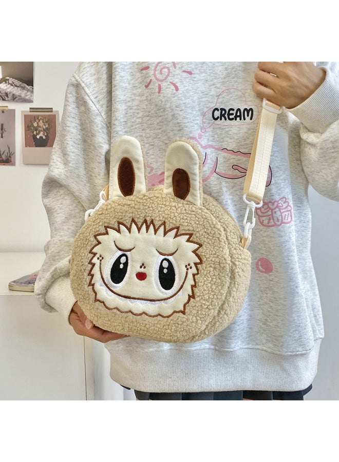 Bubble Matla Cloth Messenger Bag Cartoon Backpack Doll Change Plush Bag Children's Shoulder Bag-Color:Tote Bag Brown-Height:28*31cm  - Image 3