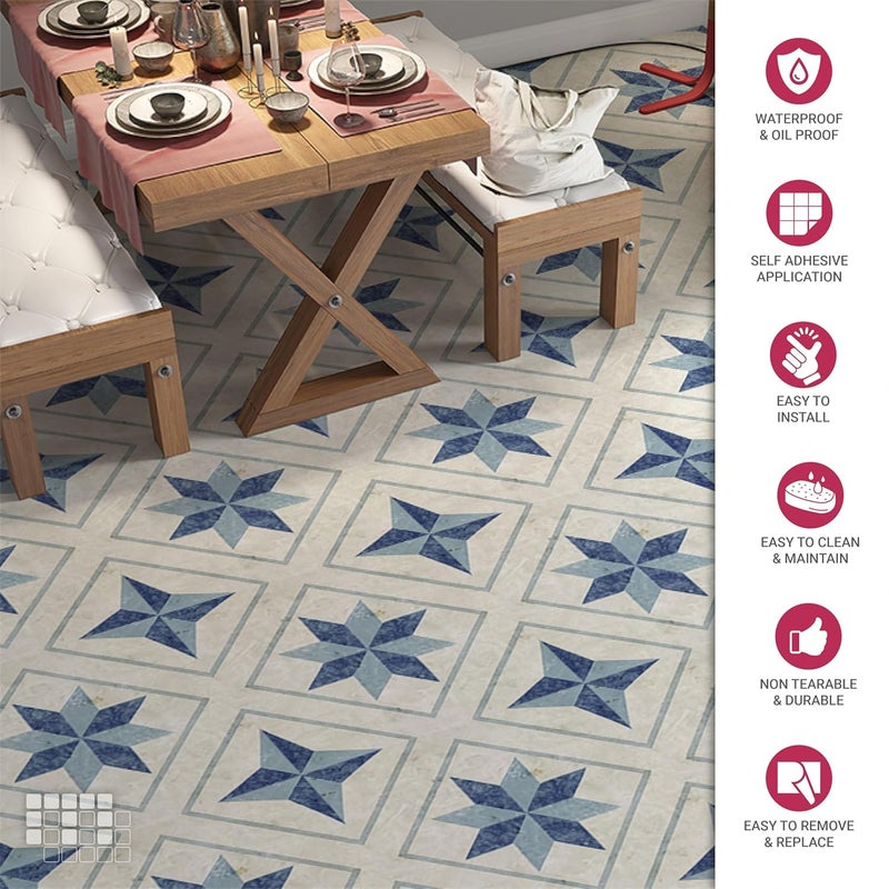 MOSAICOWALL Mosaicowall Self Adhesive Vinyl Floor Tile Floor Tiles for Bedrooms Living Room Easy Installaion FST007 12 Pcs 6 X 6 Inches  - Image 2