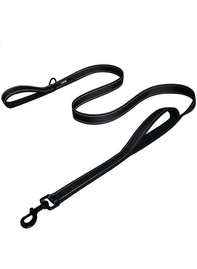 Milcraft Dog Leash 6ft Long - Traffic Padded Two Handle - Heavy Duty - Double Handles Lead for Training Control - 2 Handle Nylon Leashes for Large Dogs or Medium Dogs - Reflective Leash Dual Handle (Black) - Image 1