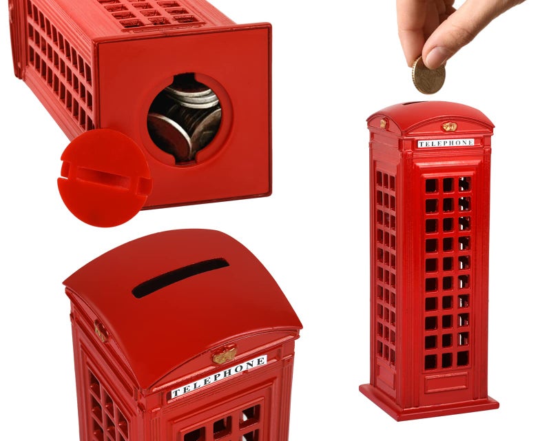 DS.DISTINCTIVE STYLE DS. DISTINCTIVE STYLE Retro Home Decor London Souvenirs 7 Inch British Telephone Booth Piggy Bank - Image 3