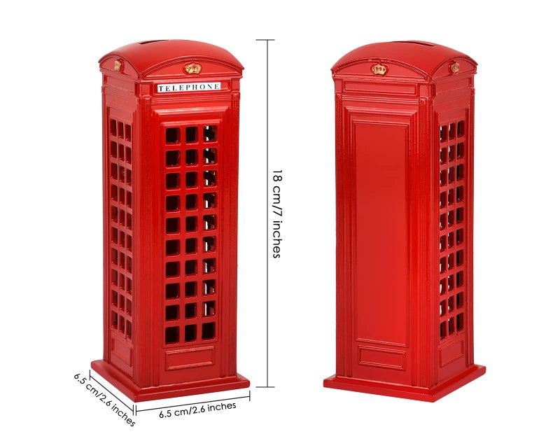 DS.DISTINCTIVE STYLE DS. DISTINCTIVE STYLE Retro Home Decor London Souvenirs 7 Inch British Telephone Booth Piggy Bank - Image 2