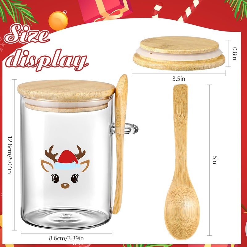 Potchen 3 Pcs Christmas Hot Cocoa Bar Supplies glasses Condiment Containers with Cover and Spoon, Cocoa Marshmallows Peppermints Chocolate Chips Storage Container for Christmas Hot Chocolate Bar - Image 2