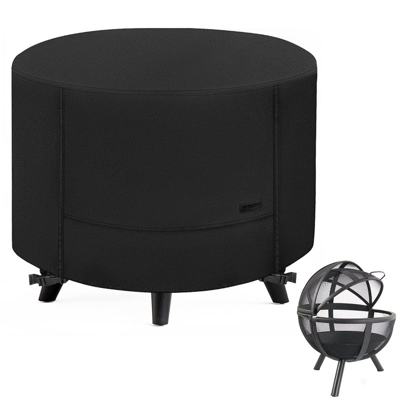 NettyPro Fire Pit Cover Round Waterproof Outdoor Firepit Cover for for Ikuby Ball Globe Patio Fireplace, 33 x 31 inch, Black - Image 1