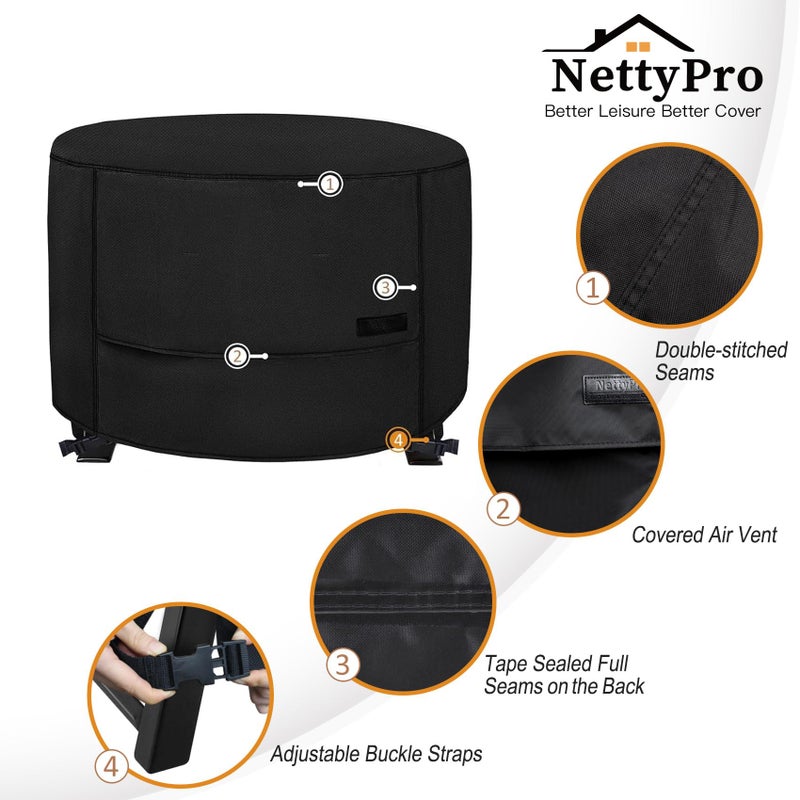 NettyPro Fire Pit Cover Round Waterproof Outdoor Firepit Cover for for Ikuby Ball Globe Patio Fireplace, 33 x 31 inch, Black - Image 5