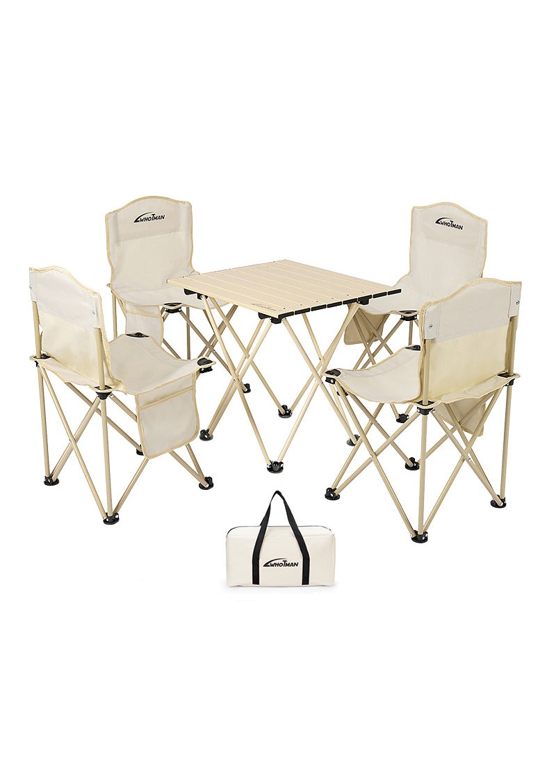 Whotman 5pcs Outdoor Portable Folding Table and Chair Combination - Image 1