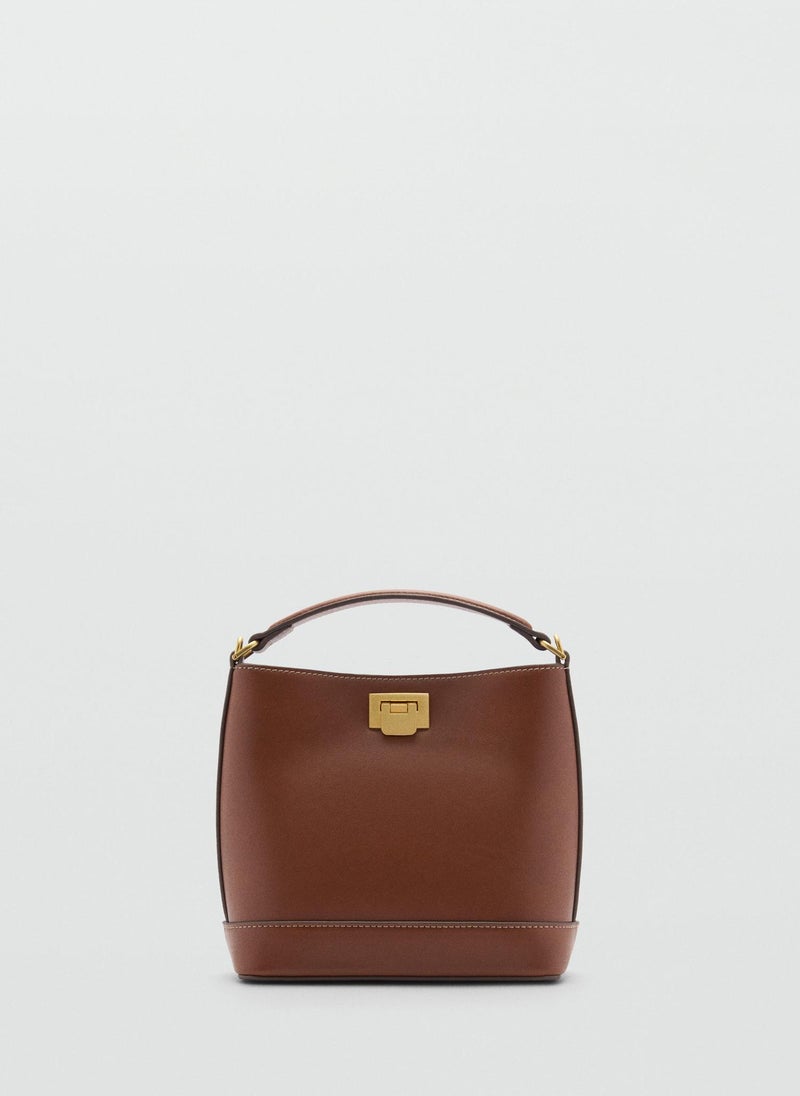 MANGO Metallic Detail Mini Shopper Bag  - Image 1