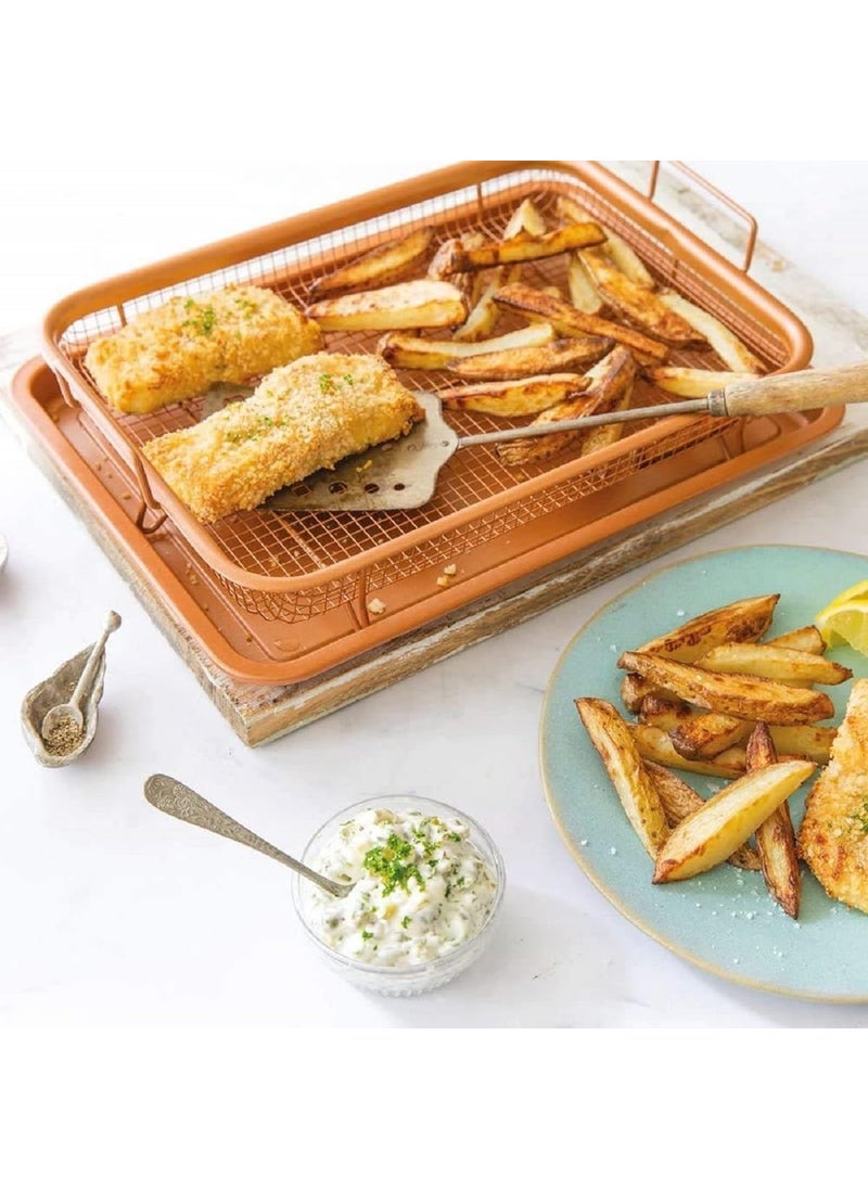 Rangchhelo Rangchhelo Air Fryer Crisper Basket Premium Stainless Steel Basket for Evenly Crispy ResultsKitchen DeepFried Food Drain Basin TrayA Tray with Non Stick DrainerPack of 1  - Image 5