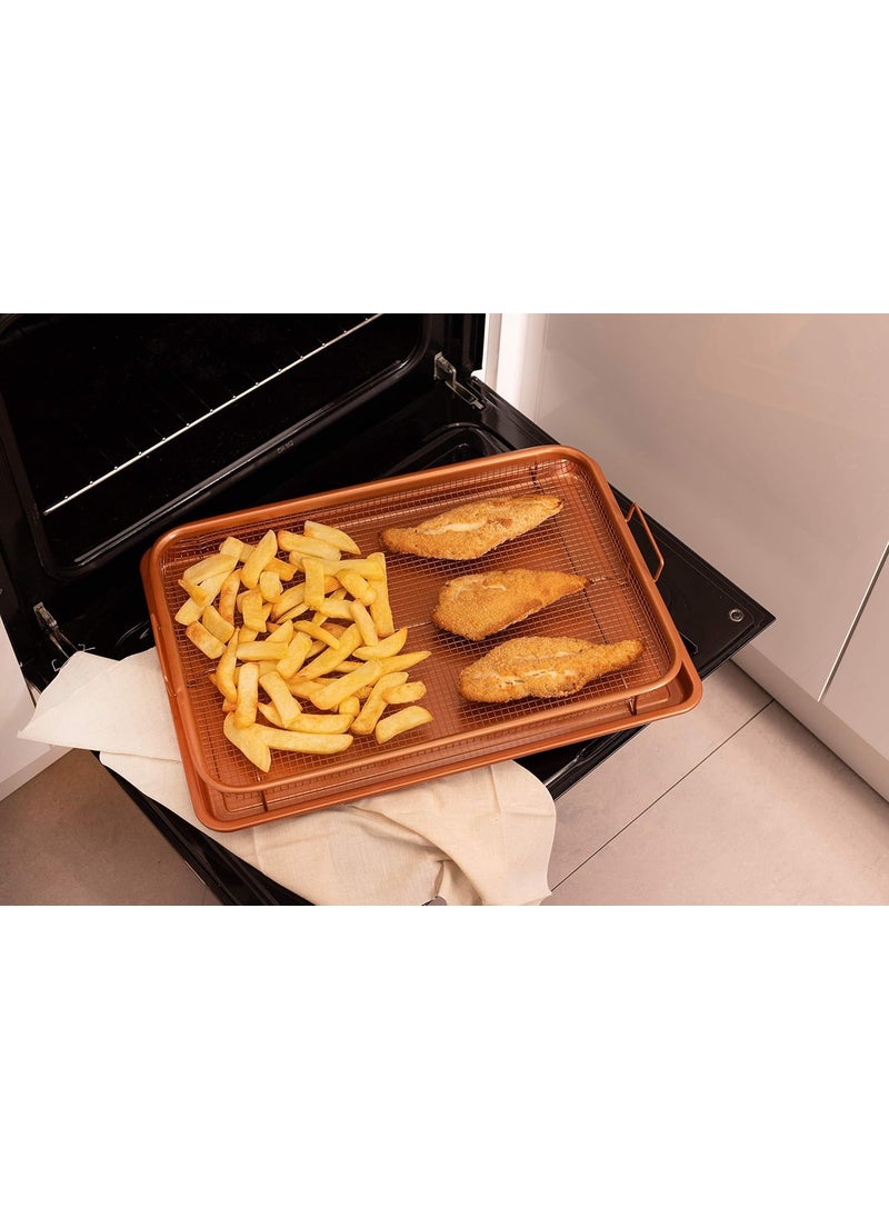 Rangchhelo Rangchhelo Air Fryer Crisper Basket Premium Stainless Steel Basket for Evenly Crispy ResultsKitchen DeepFried Food Drain Basin TrayA Tray with Non Stick DrainerPack of 1  - Image 4