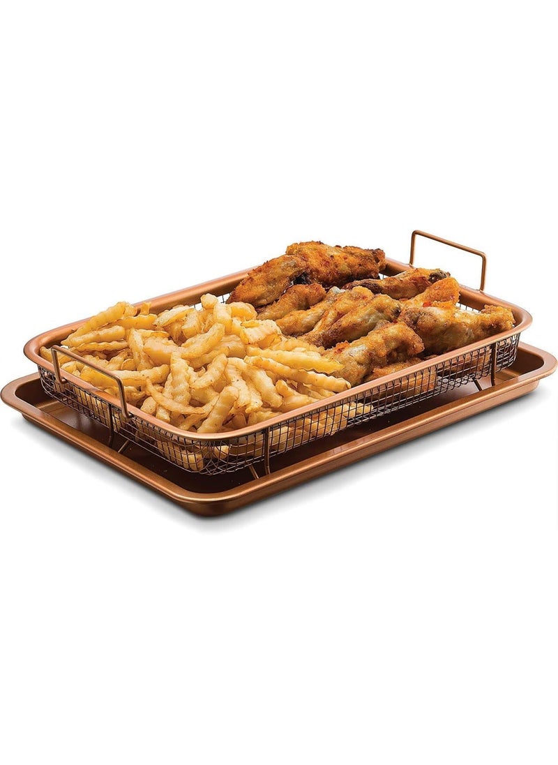 Rangchhelo Rangchhelo Air Fryer Crisper Basket Premium Stainless Steel Basket for Evenly Crispy ResultsKitchen DeepFried Food Drain Basin TrayA Tray with Non Stick DrainerPack of 1  - Image 1