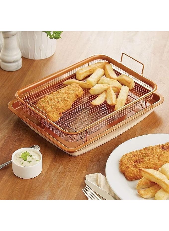 Rangchhelo Rangchhelo Air Fryer Crisper Basket Premium Stainless Steel Basket for Evenly Crispy ResultsKitchen DeepFried Food Drain Basin TrayA Tray with Non Stick DrainerPack of 1  - Image 2