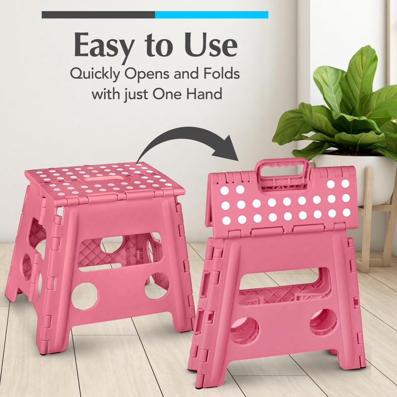 Handy Laundry Folding Lightweight Step Stool - Sturdy Enough to Support Adults and Safe Enough for Kids - Opens Easy with One Flip - Great for Kitchen, Bathroom or Bedroom (Pink - 13 inch) - Image 3