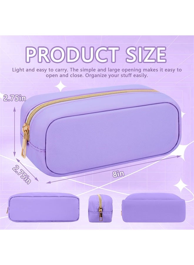Iqimott حقيبة مكياج صغيرة من النايلون، حقيبة تجميل رفيعة بسحاب، حقيبة فرش مكياج أنيقة، حقيبة مكياج مدمجة، حقيبة أدوات شخصية، حقيبة نقود سفر مقاومة للماء، حقيبة تخزين للسيدات والفتيات والمراهقات (بنفسجي) - Image 2