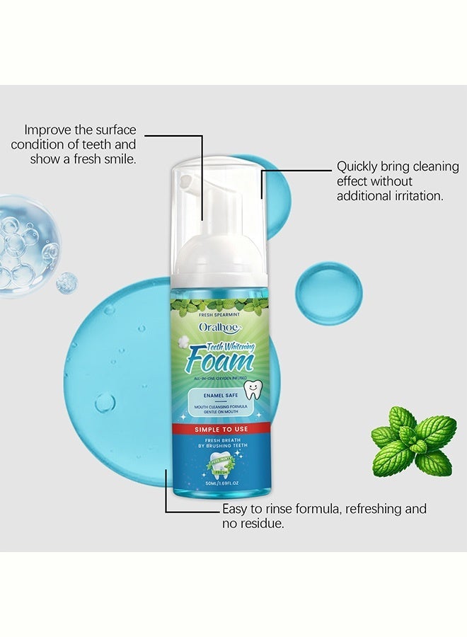 ORALHOE Teeth Whitening Foam, Fresh Spearmint Oxygen Infused Foam, Enamel-Safe Deep Cleansing, Simple to Use for Brighter Smile & Fresh Breath 50ml - Image 5