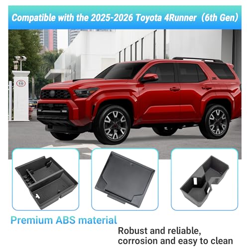 Sinminou Center Console Organizer Compatible with 2025-2026 Toyota 4Runner (6th Gen) Interior Accessories, Cup Holder, Armrest Organizer Tray and Hidden Storage Box - Image 2