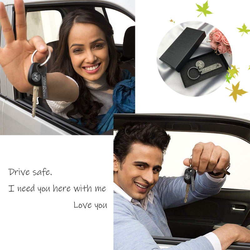 OUMILAN Drive Safe Keychain I Love You I Need You Here With Me Keychain Gifts for Boyfriend Husband Dad - Image 5