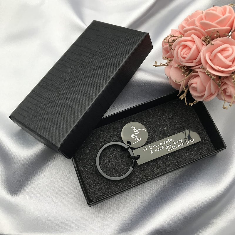 OUMILAN Drive Safe Keychain I Love You I Need You Here With Me Keychain Gifts for Boyfriend Husband Dad - Image 3