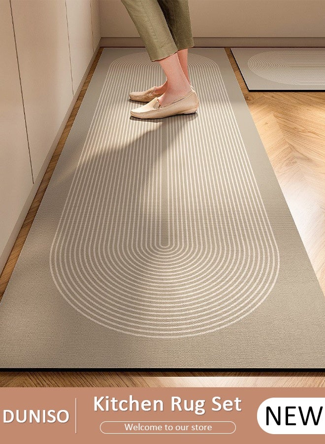 DUNISO 2 Pieces Diatom Mud Bath Mat Set Bathroom Kitchen Rug Mat Extra Soft and Absorbent Bath Rugs Non-Slip Quick Drying Floor Bath Tub Mat for Bathroom Floor Tub and Shower 40*60cm/40*120cm - Image 1