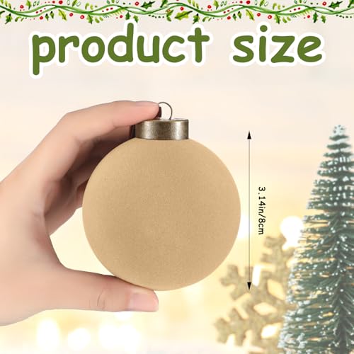 Liliful 15 Pcs Velvet Christmas Balls Bulk Flocked Christmas Tree Ball Ornaments Plastic Xmas Decorative Hanging OrnamentsLight Khaki315 Inch - Image 3
