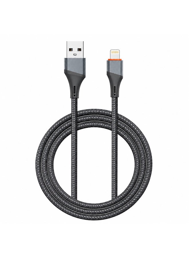 لدنيو كابل LDNIO كابل بيانات USB-A TO Lightning 30W للشحن السريع بطول 2 متر متوافق مع iPhone 14/13/12/11 Pro Max Mini X XS XR 8 Plus 10 SE iPad - رمادي - Image 1
