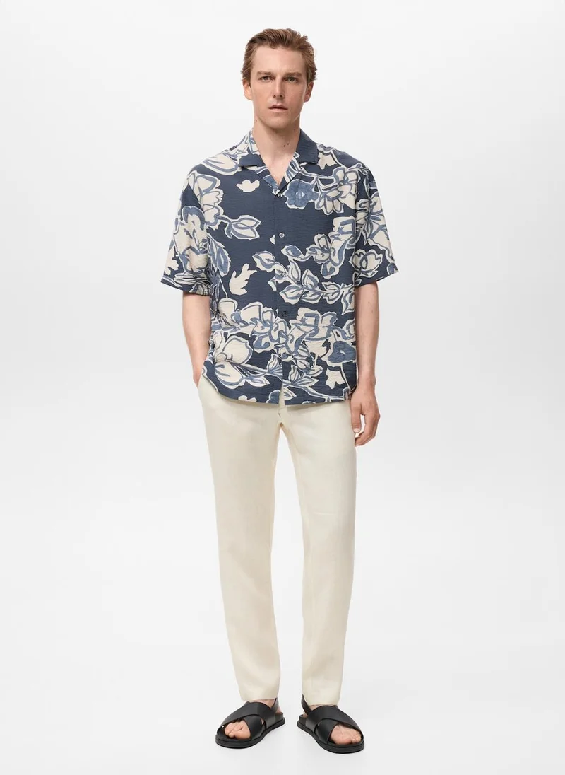 Mango Man Slim-Fit 100% Linen Trousers