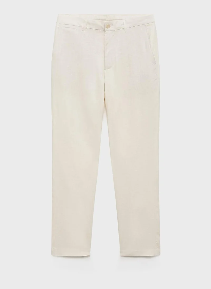 Mango Man Slim-Fit 100% Linen Trousers