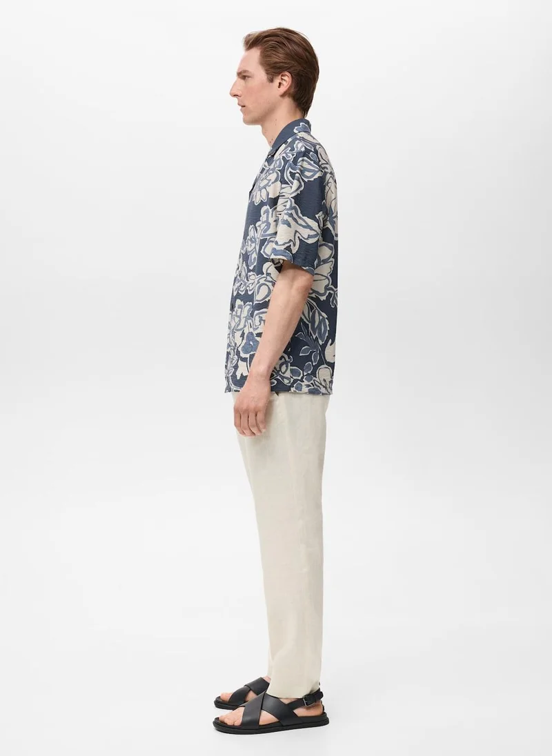 Mango Man Slim-Fit 100% Linen Trousers