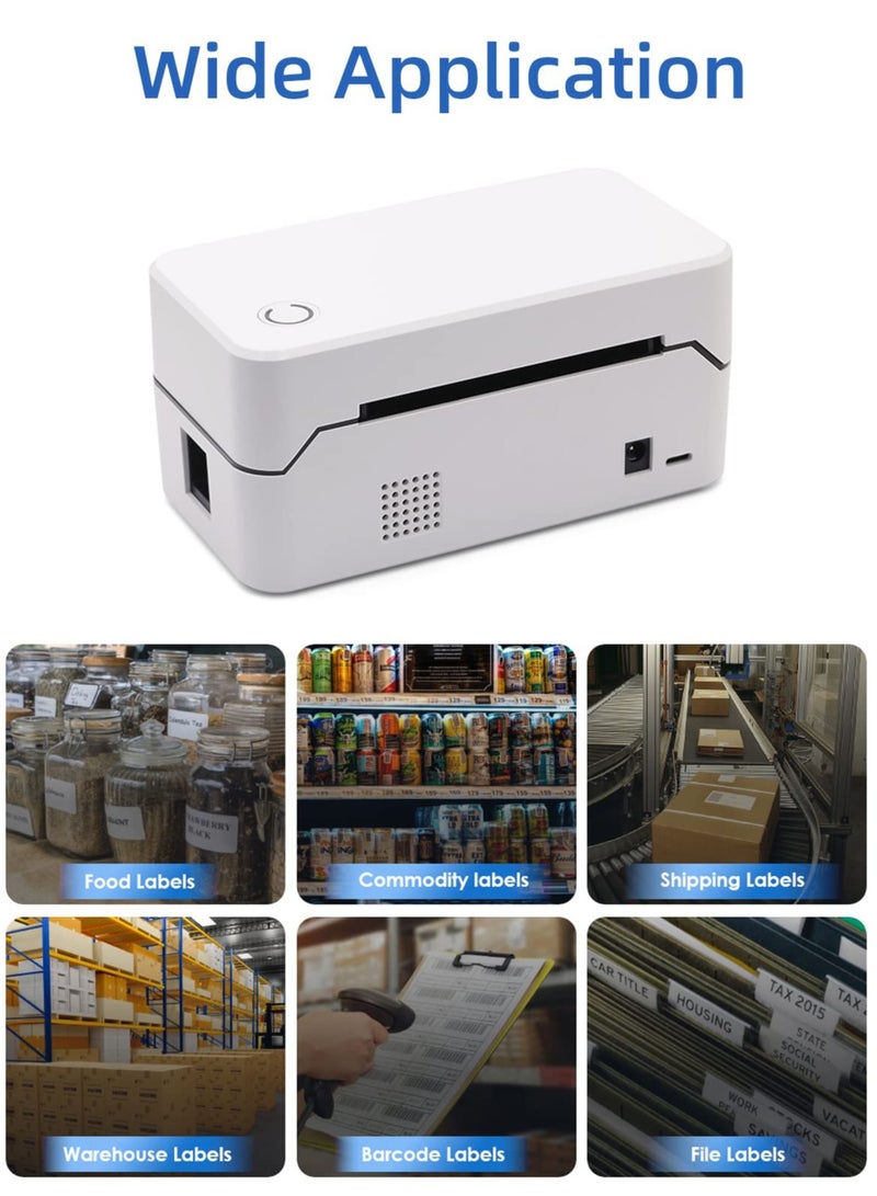 XiuWoo 80mm USB Bluetooth Shippting Label Printer with Auto Cutter Desk Direct Thermal Printing Wired Connection Support 1D 2D Barcode for Shipping Business Restaurant Kitchen Supermarket Home Business Retail  - Image 2