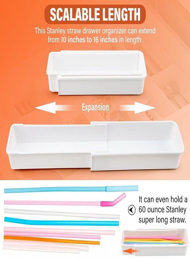 Ranjaner Expandable Straw Organizer Drawer Organizers for Cabinet, Multi-Functional Plastic Straw Storage Fits 60oz Straws, Reusable and Adjustable - Image 4