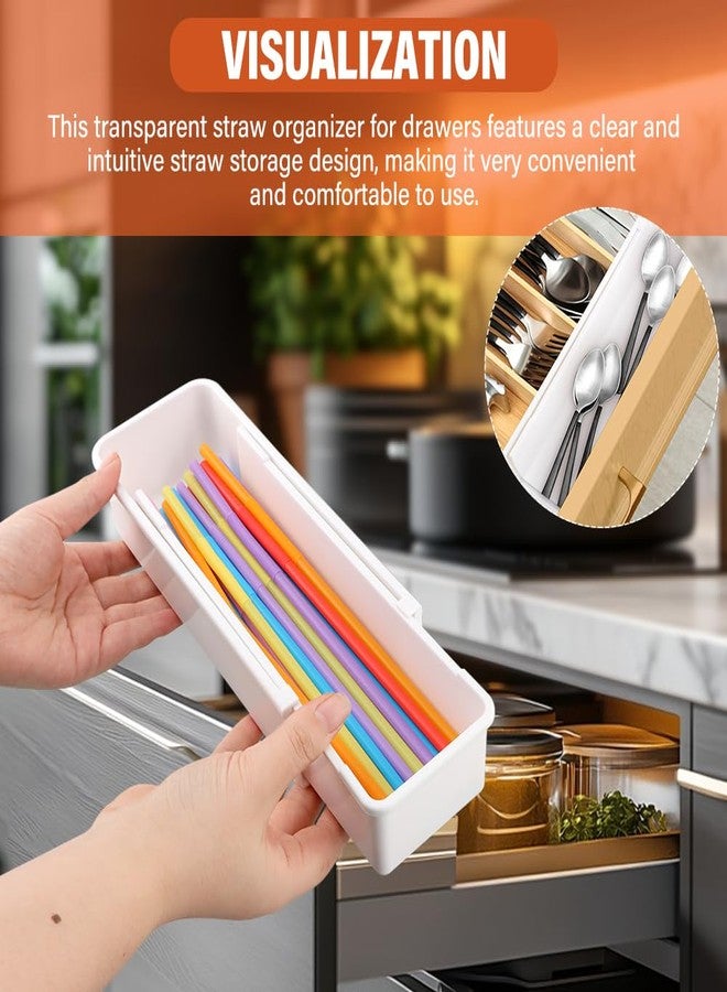 Ranjaner Expandable Straw Organizer Drawer Organizers for Cabinet, Multi-Functional Plastic Straw Storage Fits 60oz Straws, Reusable and Adjustable - Image 5