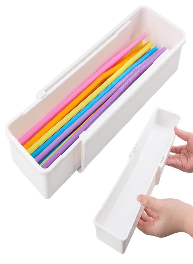 Ranjaner Expandable Straw Organizer Drawer Organizers for Cabinet, Multi-Functional Plastic Straw Storage Fits 60oz Straws, Reusable and Adjustable - Image 1