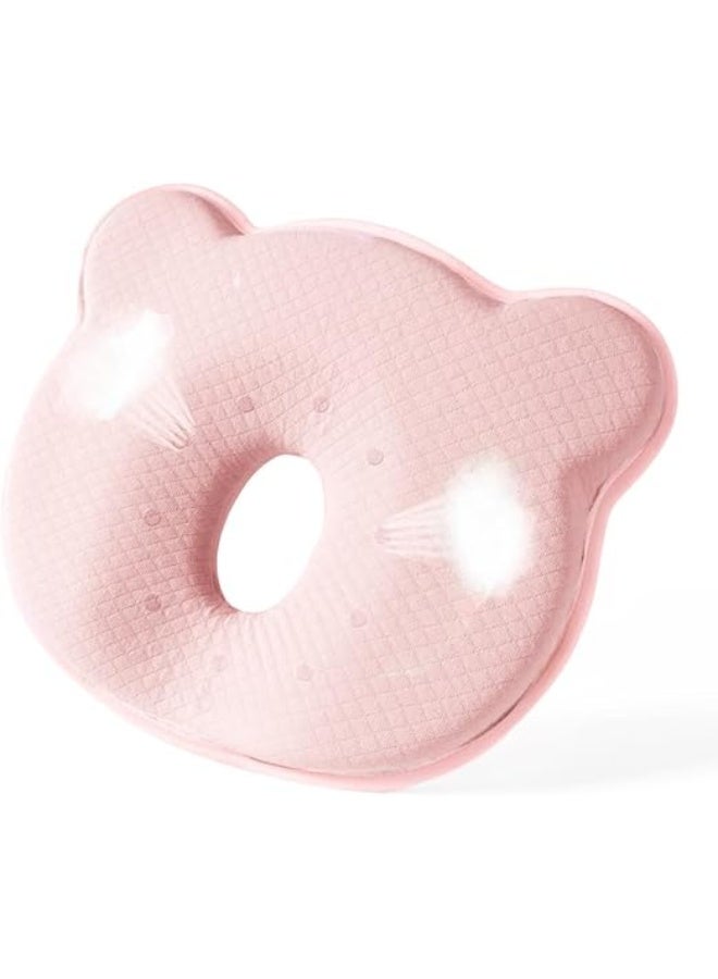 Baby Memory Foam Pillow for Newborns & Infants – Ergonomic Head & Neck Support Pillow with Quilted Pink Breathable Cover - Image 1