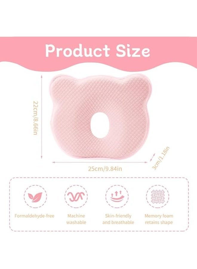 Baby Memory Foam Pillow for Newborns & Infants – Ergonomic Head & Neck Support Pillow with Quilted Pink Breathable Cover - Image 3