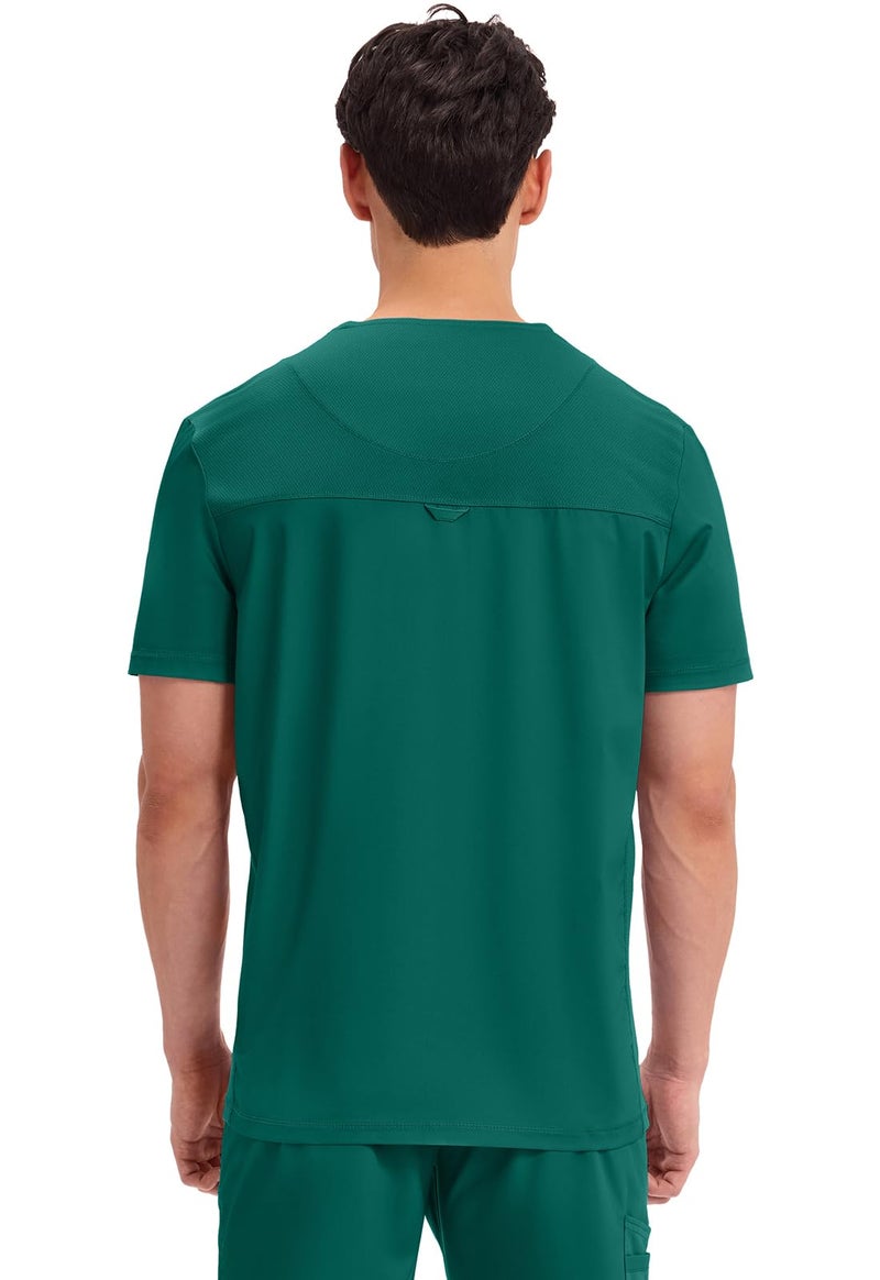 Cherokee Men's V-Neck Scrub Top with Mesh Yoke and Side Panels for Extra Breathability WW603, L, Hunter - Image 5