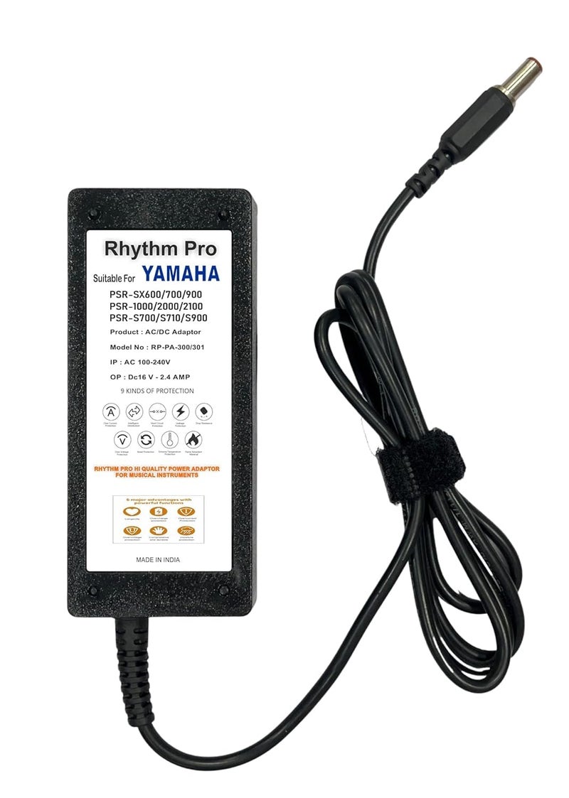 RHYTHM PRO محول PA 300 C متوافق مع لوحة مفاتيح ياماها PSX 900 PSX 700 PSX 600 PSRS 970 PSR S 770 PSR S 670 لوحة مفاتيح ياماها PA 300C محول DC 16 فولت/2.4 أمبير. (PSR-S770) - Image 4