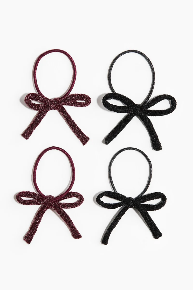 H&M 4-pack bow-detail hair elastics