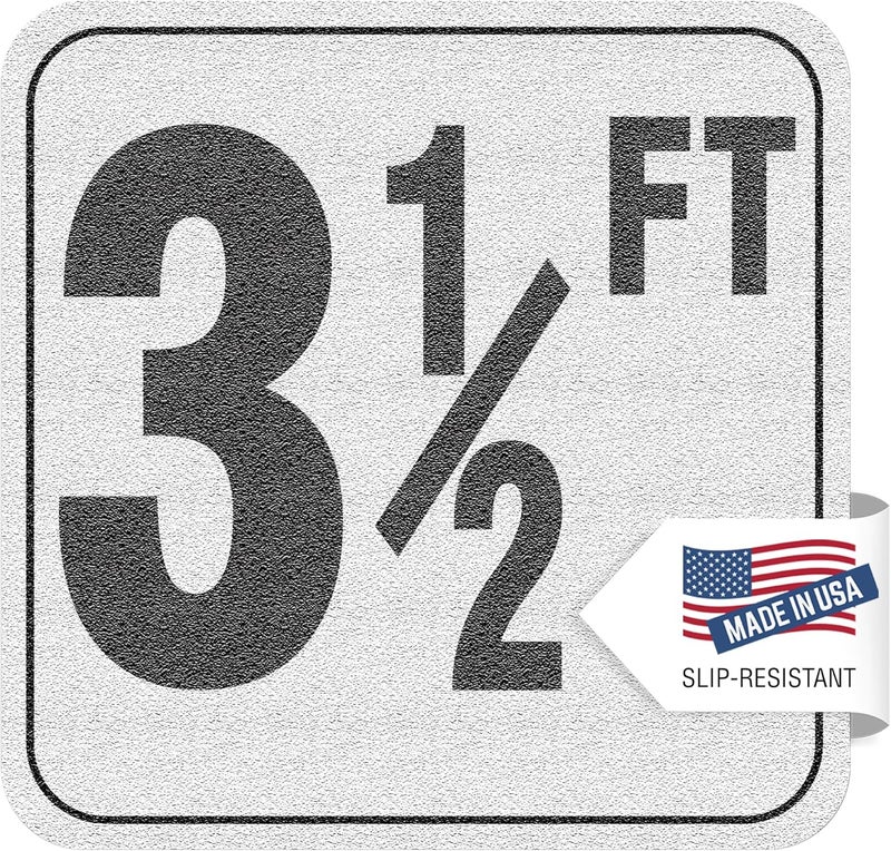Aquatic Custom Tile 3 1/2FT Depth Markers, 6x6 Inch Vinyl Stickers, Swimming Pool Number Signage, Adhesive Pool Depth Markers for Decks, Made in USA - Image 1