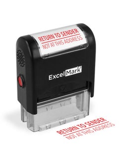 ExcelMark Self-Inking Rubber Stamp - Return To Sender Not At This Address - Red Ink (Large)  - Image 1