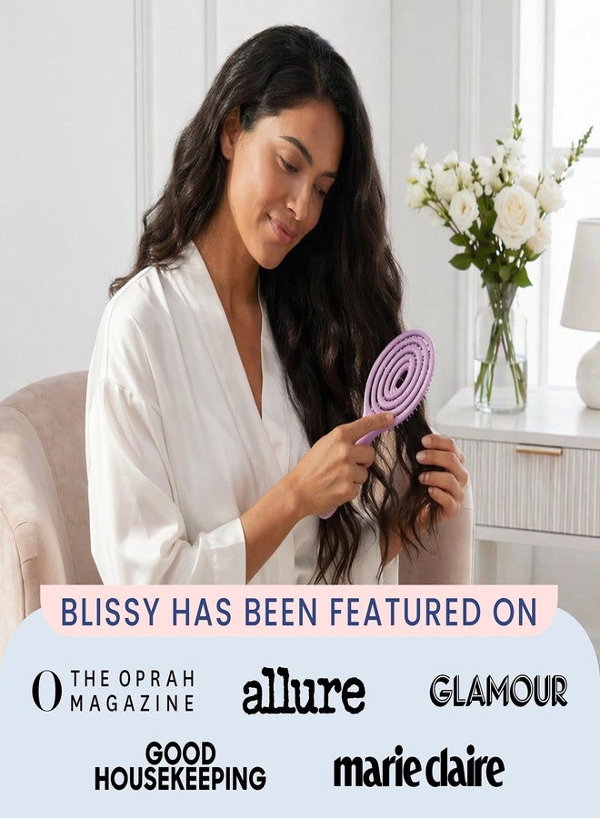 BLISSY فرشاة فك تشابك الشعر بليسّي للشعر المجعد والكثيف والطبيعي - فرشاة شعر بشعيرات سيليكون مرنة للنساء، للاستخدام الرطب والجاف - Image 3